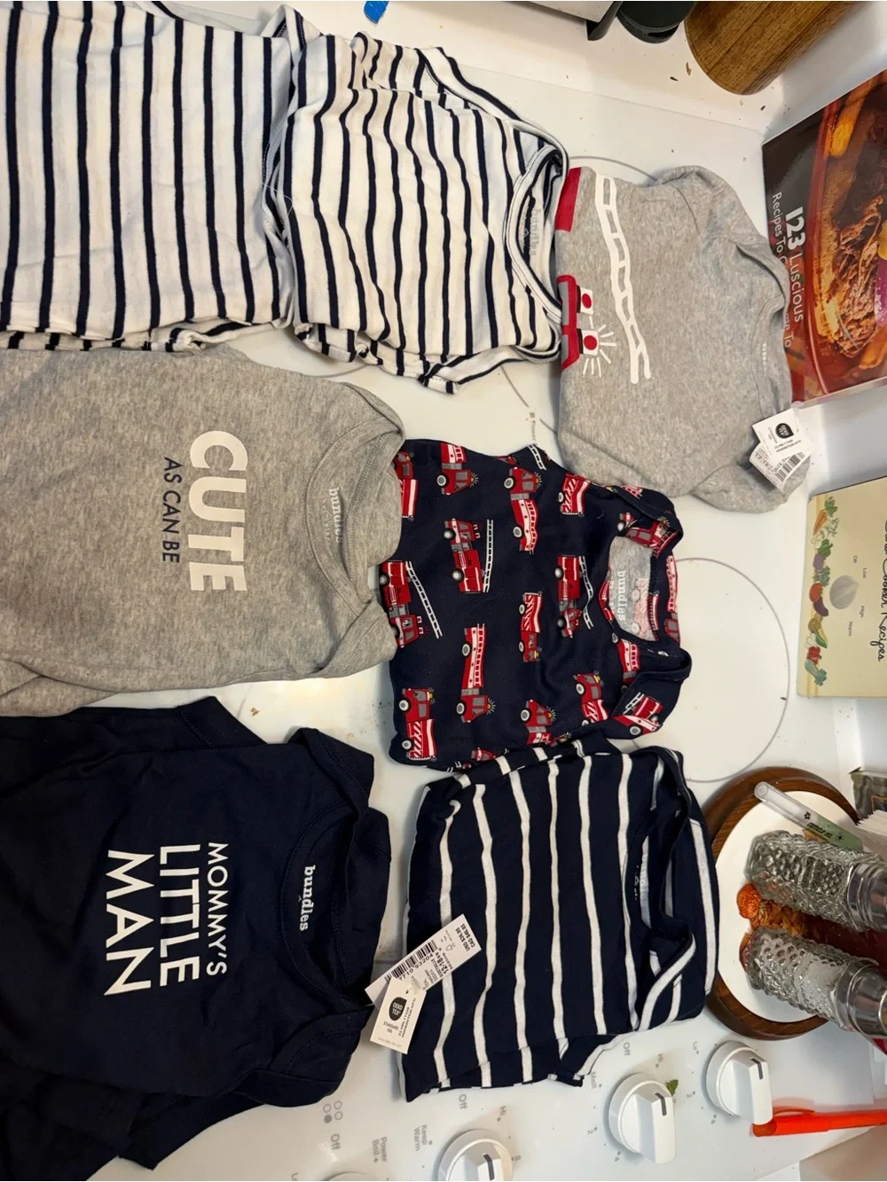 The Children's Place Navy, Gray, White & Red Baby Onesie Bundle